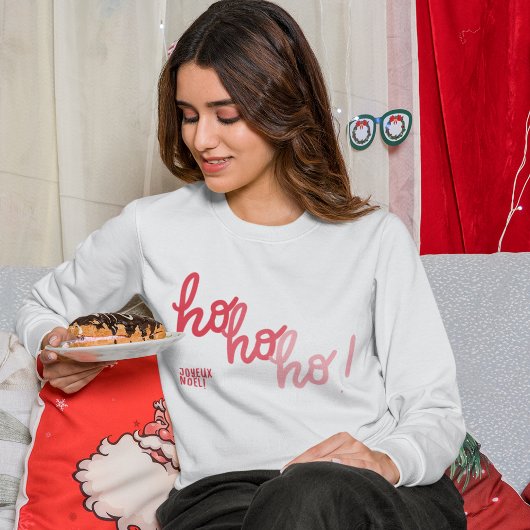 Funny hohoho Joyeux Noel Red Pink Typography Trui