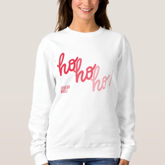 Funny hohoho Joyeux Noel Red Pink Typography Trui (Voorkant)