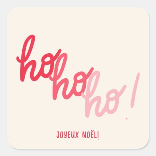 Funny Hohoho Joyeux Noel Red Pink Typography Vierkante Sticker (Voorkant)