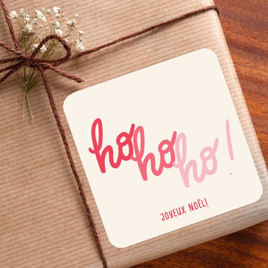Funny Hohoho Joyeux Noel Red Pink Typography Vierkante Sticker