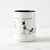 Funny Hold Your Horses Cartoon Tweekleurige Koffiemok (Center)