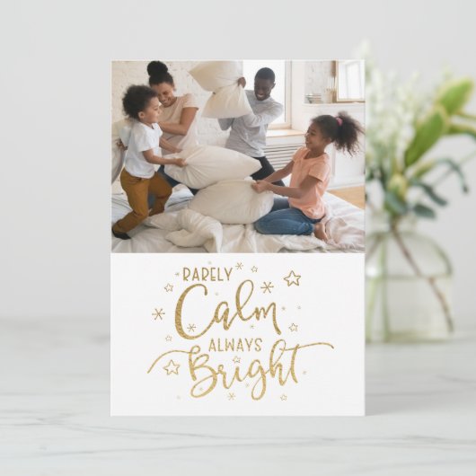 Funny Holiday 5 Foto Zelden Kalm Kerstmis Kaart (Staand voorkant)