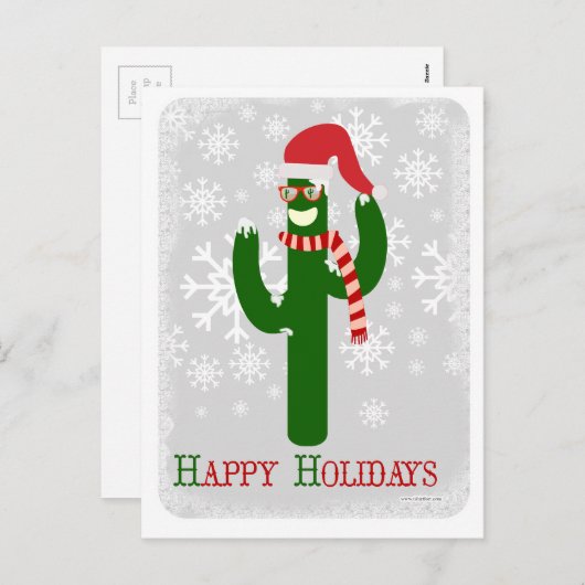 Funny Holiday Cactus Feestdagenkaart (Voorkant / Achterkant)