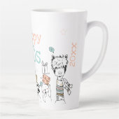 Funny Holiday Cartoon Animals Happy Latte Mok (Rechts)