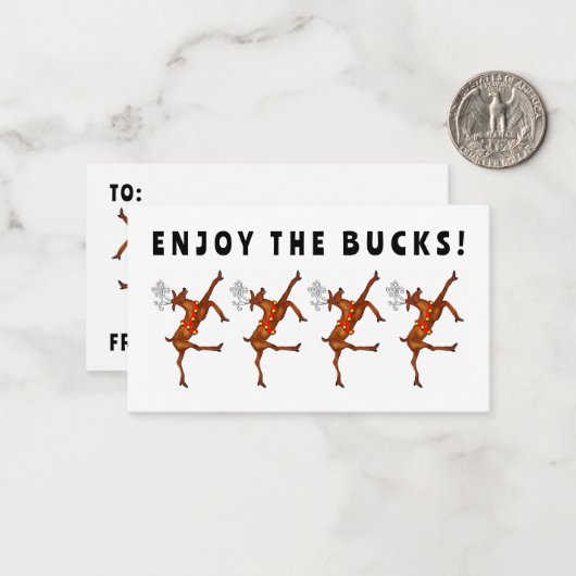 Funny Holiday Cash cadeau voor kerstkaarten Notitiekaartje (Voorkant / Achterkant in situ)