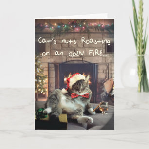Funny Holiday Cat Card, Cat's Nuts Roasting Feestdagen Kaart