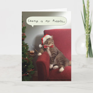 Funny Holiday Cat Kaart, Catnip is voor Poesjes Feestdagen Kaart