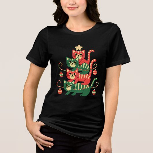  Funny Holiday Cat Lovers Gift Tri-Blend Shirt (Voorkant)