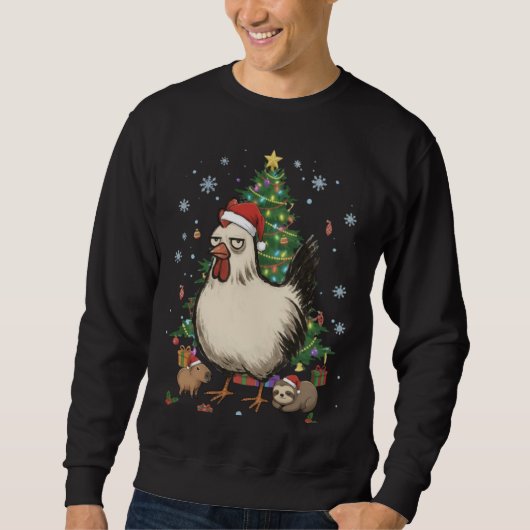 Funny Holiday Chicken with Capybara & Sloth Trui (Voorkant)