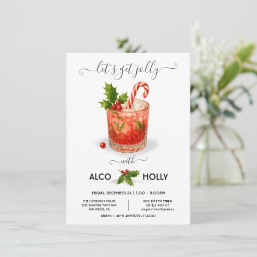 Funny Holiday Christmas Cocktail Party Invitation Kaart (Staand voorkant)