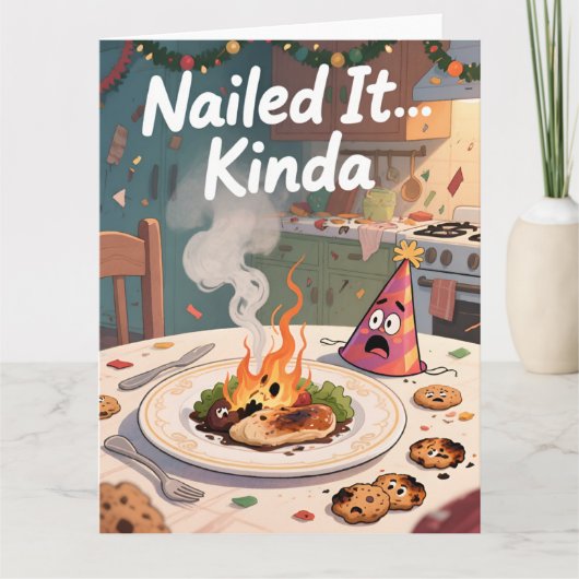 Funny Holiday Cooking Fail Christmas Card Nailed Kaart (Voorkant)
