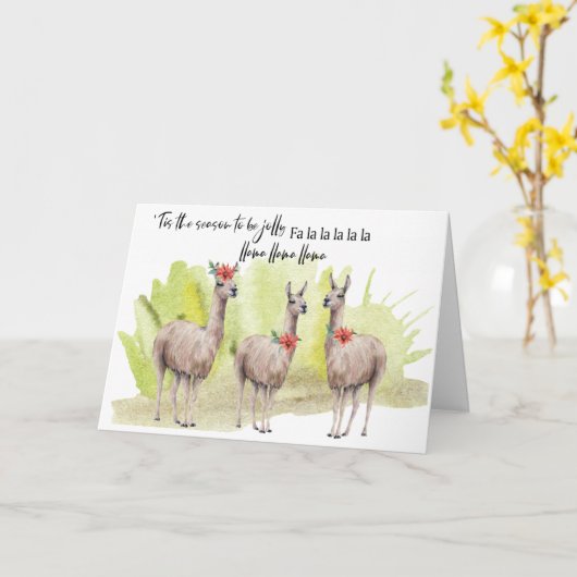 Funny Holiday Cute Hilarious Llama Greeting Kaart (Gele Bloem)