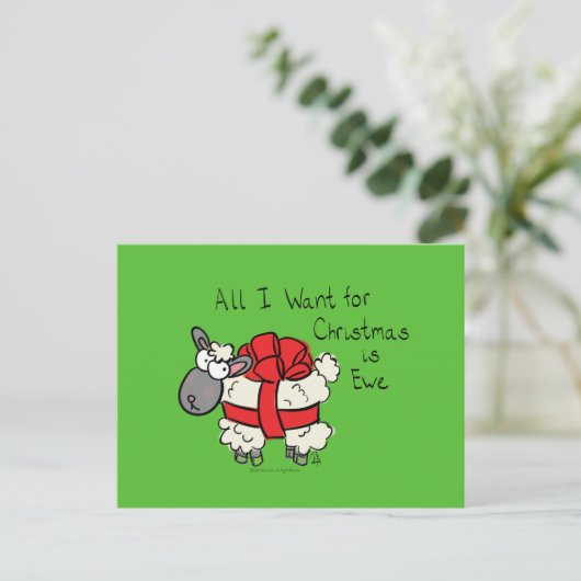 Funny Holiday Cute Sheep Kerstmis Cartoon Briefkaart (Staand voorkant)