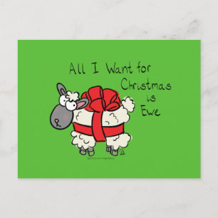 Funny Holiday Cute Sheep Kerstmis Cartoon Briefkaart