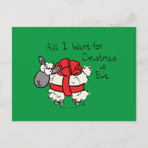 Funny Holiday Cute Sheep Kerstmis Cartoon Briefkaart