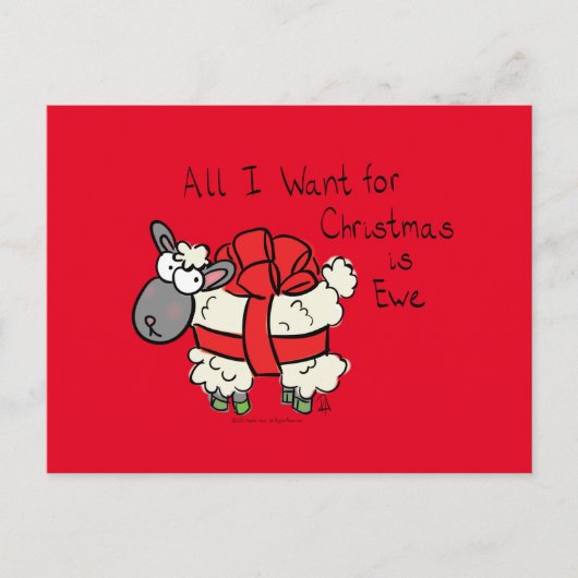 Funny Holiday Cute Sheep Kerstmis Cartoon Briefkaart (Voorkant)