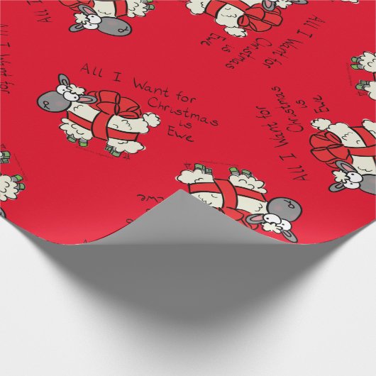 Funny Holiday Cute Sheep Kerstmis Cartoon Cadeaupapier (Hoek)