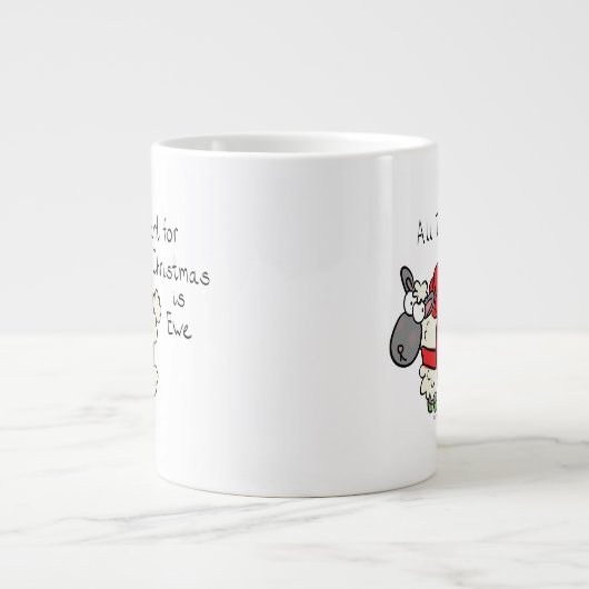 Funny Holiday Cute Sheep Kerstmis Cartoon Grote Koffiekop (Voorkant)