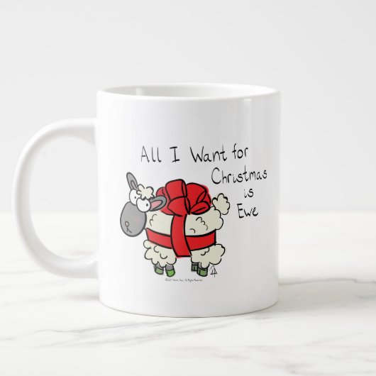 Funny Holiday Cute Sheep Kerstmis Cartoon Grote Koffiekop (Links)