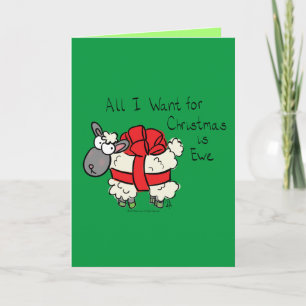 Funny Holiday Cute Sheep Kerstmis Cartoon Kaart