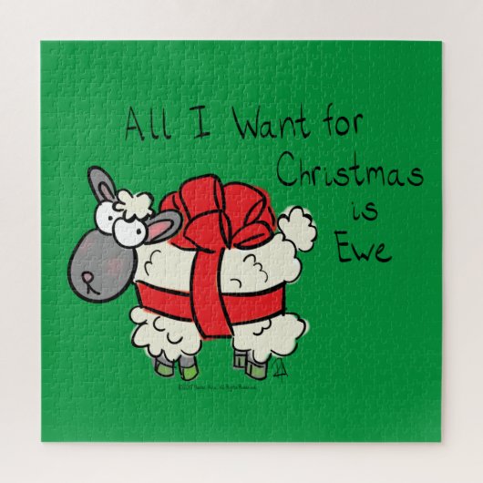 Funny Holiday Cute Sheep Kerstmis Cartoon Legpuzzel (Verticaal)