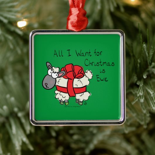 Funny Holiday Cute Sheep Kerstmis Cartoon Metalen Ornament (Boom)