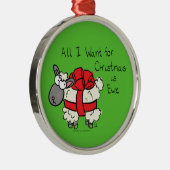 Funny Holiday Cute Sheep Kerstmis Cartoon Metalen Ornament (Rechts)
