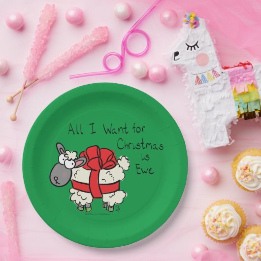 Funny Holiday Cute Sheep Kerstmis Cartoon Papieren Bordje (Feest)
