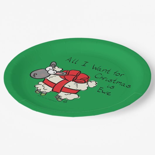 Funny Holiday Cute Sheep Kerstmis Cartoon Papieren Bordje (Gekanteld)