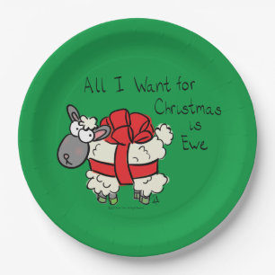 Funny Holiday Cute Sheep Kerstmis Cartoon Papieren Bordje