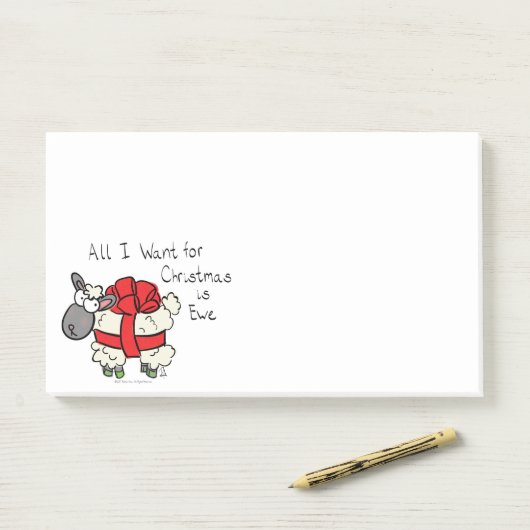 Funny Holiday Cute Sheep Kerstmis Cartoon Post-it® Notes (Op bureau)