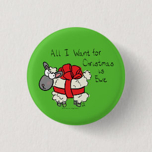 Funny Holiday Cute Sheep Kerstmis Cartoon Ronde Button 3,2 Cm