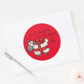 Funny Holiday Cute Sheep Kerstmis Cartoon Ronde Sticker (Envelop)