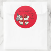 Funny Holiday Cute Sheep Kerstmis Cartoon Ronde Sticker (Tas)