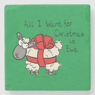 Funny Holiday Cute Sheep Kerstmis Cartoon Stenen Onderzetter