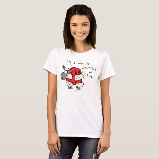 Funny Holiday Cute Sheep Kerstmis Cartoon T-shirt (Voorkant volledig)