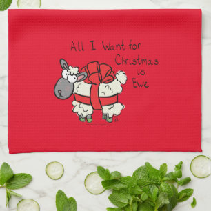 Funny Holiday Cute Sheep Kerstmis Cartoon Theedoek