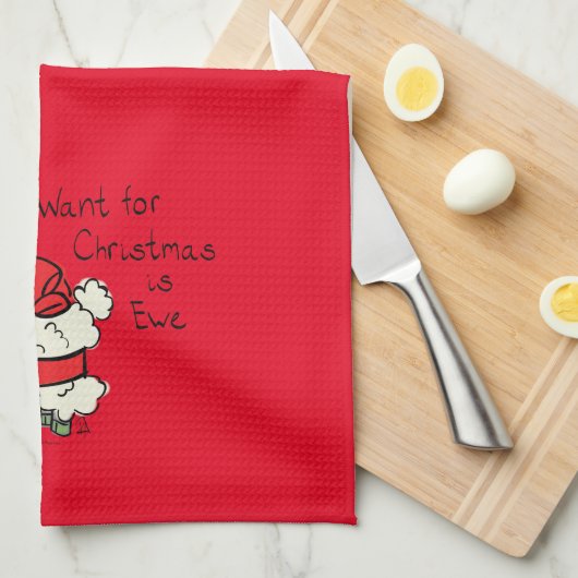 Funny Holiday Cute Sheep Kerstmis Cartoon Theedoek (Quarter Fold)