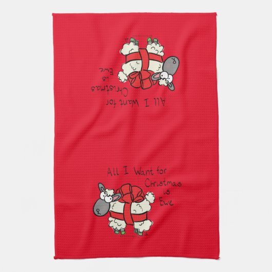 Funny Holiday Cute Sheep Kerstmis Cartoon Theedoek (Verticaal)