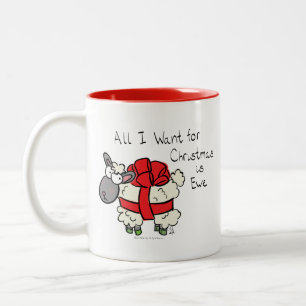 Funny Holiday Cute Sheep Kerstmis Cartoon Tweekleurige Koffiemok