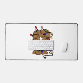 Funny Holiday Dog kerstlampjes Rammenas Bureaumat (Keyboard & Muis)