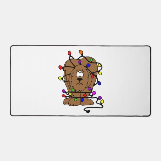 Funny Holiday Dog kerstlampjes Rammenas Bureaumat (Voorkant)