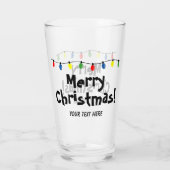 Funny Holiday drink met kerstverlichting Glas (Achterkant)