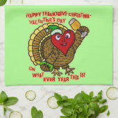 Funny Holiday Drink Turkey Heart Theedoek (Gevouwen)