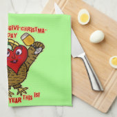 Funny Holiday Drink Turkey Heart Theedoek (Quarter Fold)