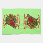 Funny Holiday Drink Turkey Heart Theedoek (Horizontaal)