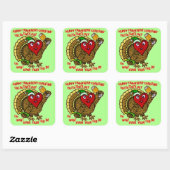 Funny Holiday Drink Turkey Heart Vierkante Sticker (Vel)
