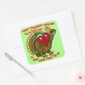 Funny Holiday Drink Turkey Heart Vierkante Sticker (Envelop)