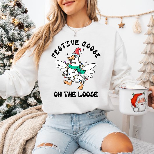 Funny Holiday Festive Goose on the Loose  Trui