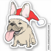 Funny Holiday French Bulldog Dog Frenchie Clause Sticker (Voorkant)
